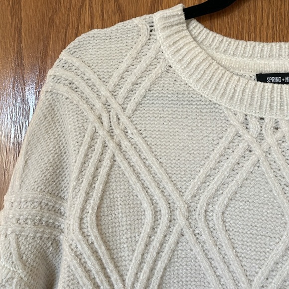 Off white chenille crew neck sweater size S - Picture 2 of 3